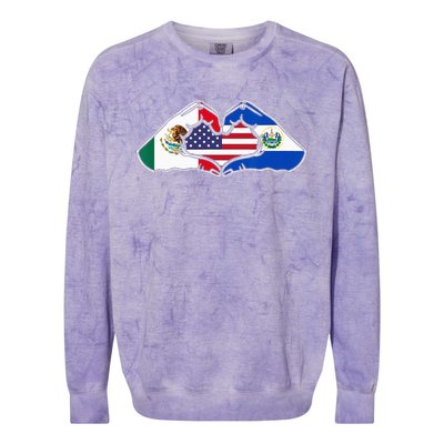 Heart Hands Mexico El Salvador And The USA. Colorblast Crewneck Sweatshirt