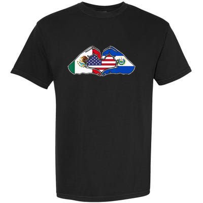 Heart Hands Mexico El Salvador And The USA. Garment-Dyed Heavyweight T-Shirt