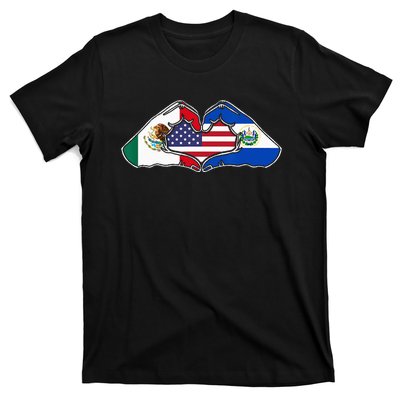 Heart Hands Mexico El Salvador And The USA. T-Shirt