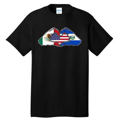 Heart Hands Mexico El Salvador And The USA. Tall T-Shirt