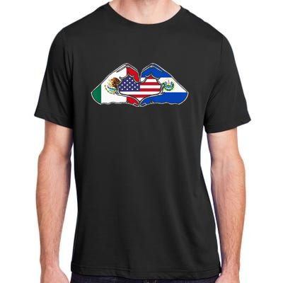 Heart Hands Mexico El Salvador And The USA. Adult ChromaSoft Performance T-Shirt