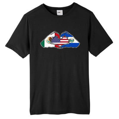 Heart Hands Mexico El Salvador And The USA. Tall Fusion ChromaSoft Performance T-Shirt