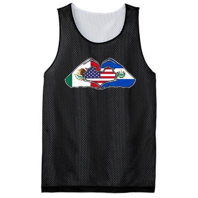 Heart Hands Mexico El Salvador And The USA. Mesh Reversible Basketball Jersey Tank