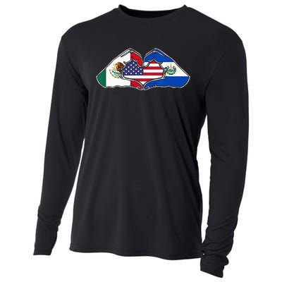 Heart Hands Mexico El Salvador And The USA. Cooling Performance Long Sleeve Crew