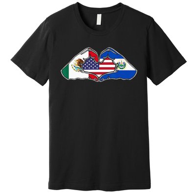 Heart Hands Mexico El Salvador And The USA. Premium T-Shirt