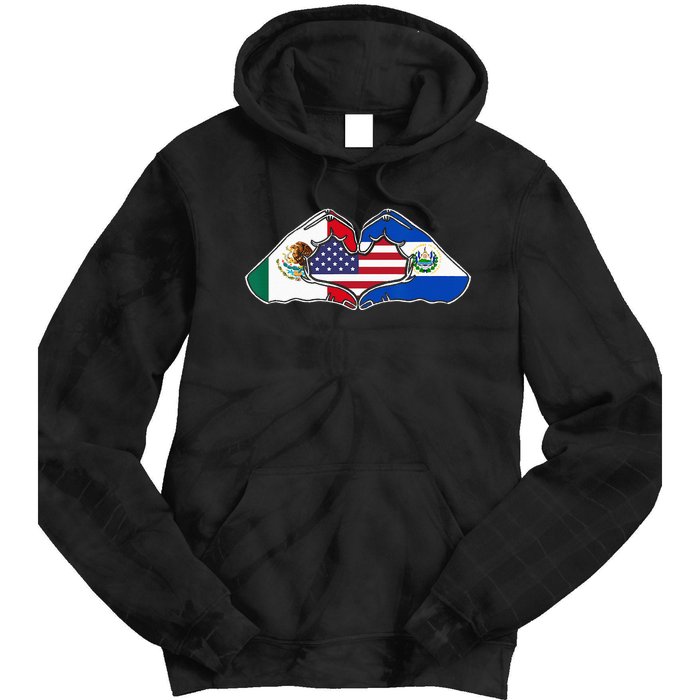 Heart Hands Mexico El Salvador And The USA. Tie Dye Hoodie