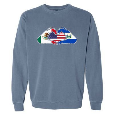 Heart Hands Mexico El Salvador And The USA. Garment-Dyed Sweatshirt