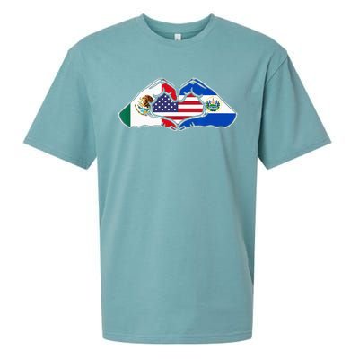 Heart Hands Mexico El Salvador And The USA. Sueded Cloud Jersey T-Shirt