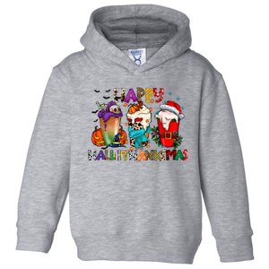 Happy Hallothanksmas Merry Christmas Thanksgiving Halloween Toddler Hoodie