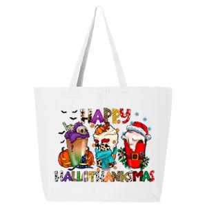 Happy Hallothanksmas Merry Christmas Thanksgiving Halloween 25L Jumbo Tote