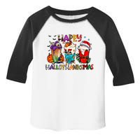 Happy Hallothanksmas Merry Christmas Thanksgiving Halloween Toddler Fine Jersey T-Shirt