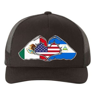 Heart Hands Mexico Nicaragua And The USA. Yupoong Adult 5-Panel Trucker Hat