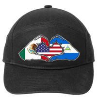 Heart Hands Mexico Nicaragua And The USA. 7-Panel Snapback Hat