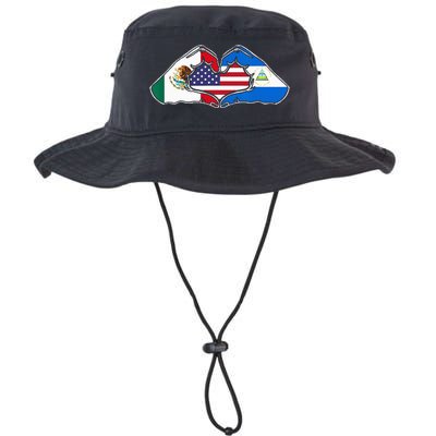 Heart Hands Mexico Nicaragua And The USA. Legacy Cool Fit Booney Bucket Hat