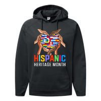 Hispanic Heritage Month All Countries Heart Hands Performance Fleece Hoodie