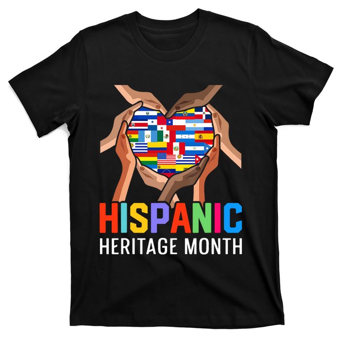 Hispanic Heritage Month All Countries Heart Hands T-Shirt