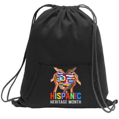 Hispanic Heritage Month All Countries Heart Hands Sweatshirt Cinch Pack Bag