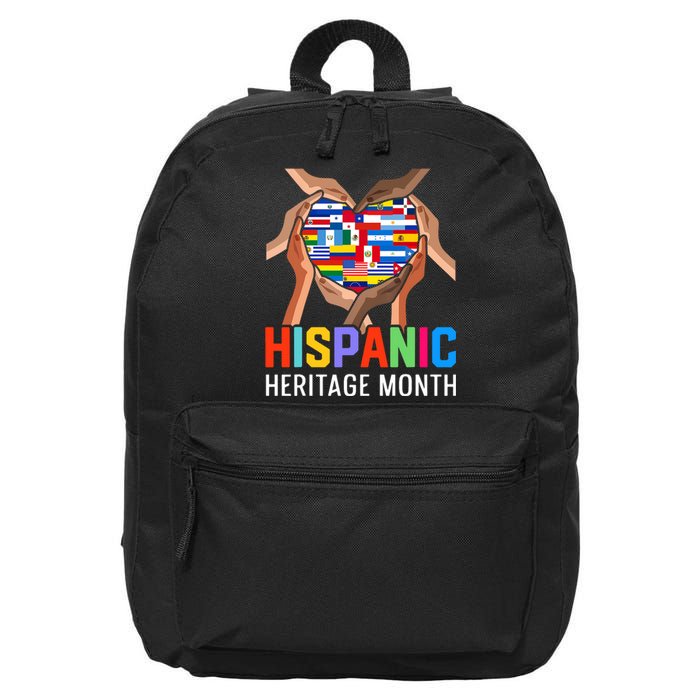 Hispanic Heritage Month All Countries Heart Hands 16 in Basic Backpack