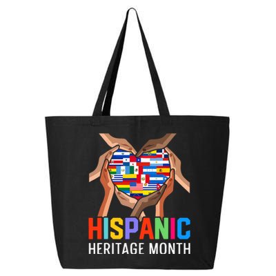 Hispanic Heritage Month All Countries Heart Hands 25L Jumbo Tote