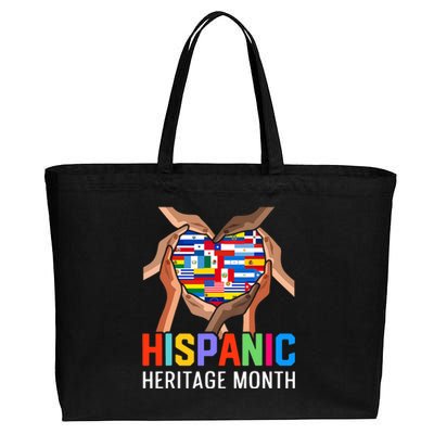 Hispanic Heritage Month All Countries Heart Hands Cotton Canvas Jumbo Tote