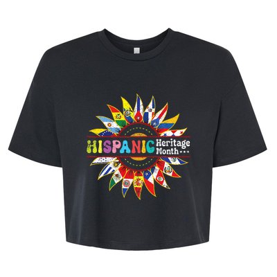 Hispanic Heritage Month Latino Countries Flags Sunflower Bella+Canvas Jersey Crop Tee