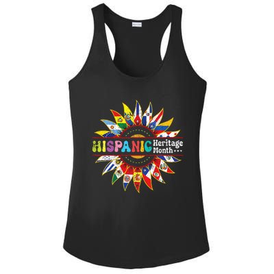 Hispanic Heritage Month Latino Countries Flags Sunflower Ladies PosiCharge Competitor Racerback Tank