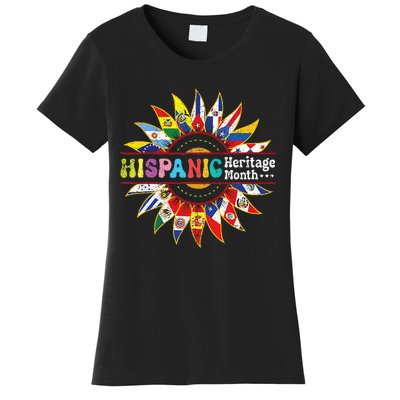 Hispanic Heritage Month Latino Countries Flags Sunflower Women's T-Shirt