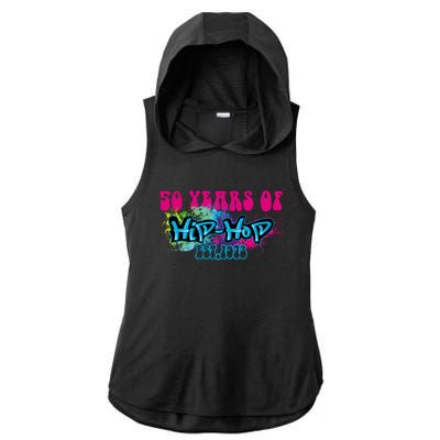 Hip Hop Music 50th Anniversary Rap Music Ladies PosiCharge Tri-Blend Wicking Draft Hoodie Tank