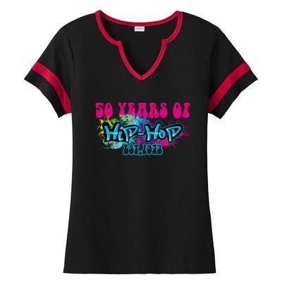 Hip Hop Music 50th Anniversary Rap Music Ladies Halftime Notch Neck Tee