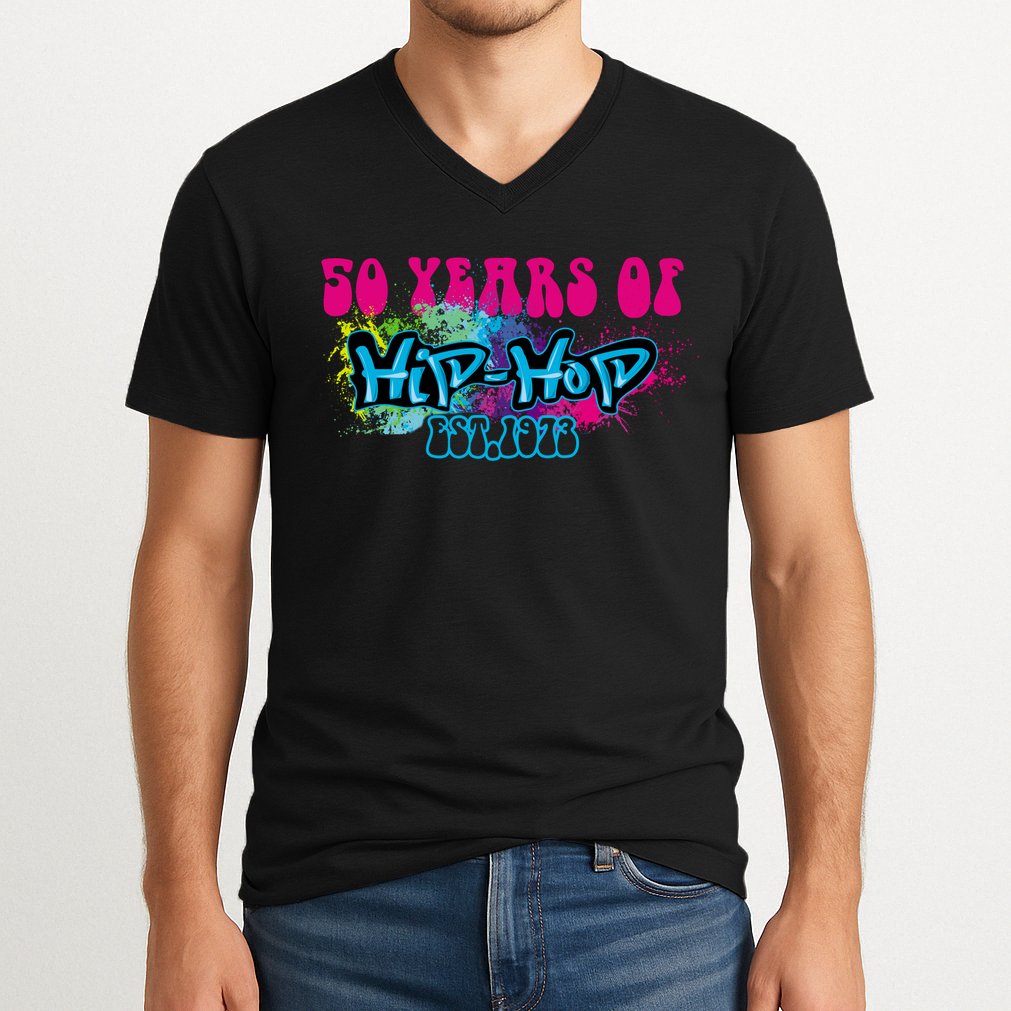 Hip Hop Music 50th Anniversary Rap Music V-Neck T-Shirt