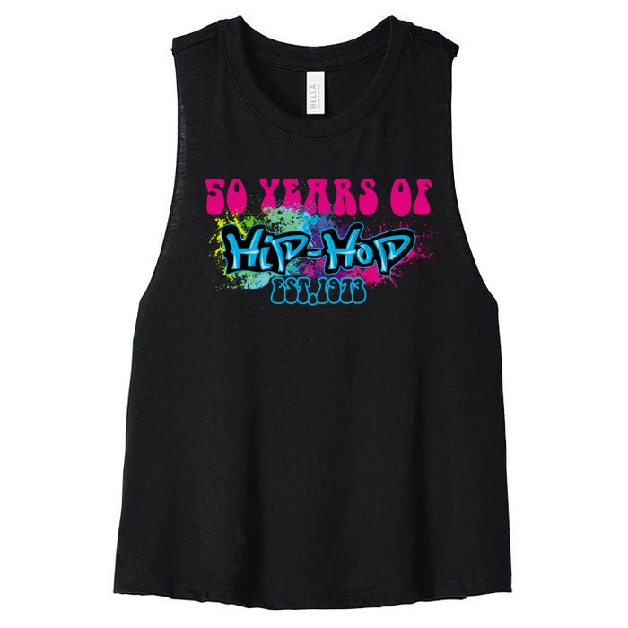 Hip Hop Music 50th Anniversary Rap Music Women's Racerback Cropped Tank