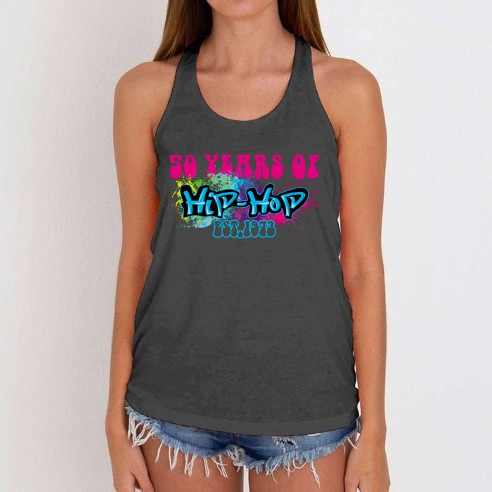 Hip Hop Music 50th Anniversary Rap Music Women's Knotted Racerback Tank