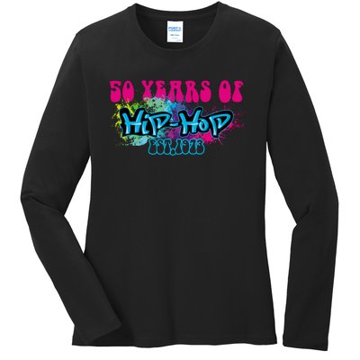 Hip Hop Music 50th Anniversary Rap Music Ladies Long Sleeve Shirt