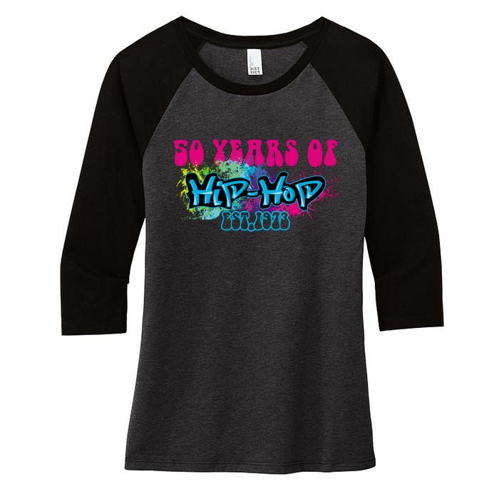 Hip Hop Music 50th Anniversary Rap Music Women's Tri-Blend 3/4-Sleeve Raglan Shirt