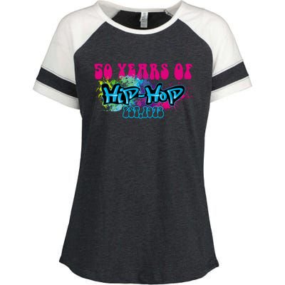 Hip Hop Music 50th Anniversary Rap Music Enza Ladies Jersey Colorblock Tee