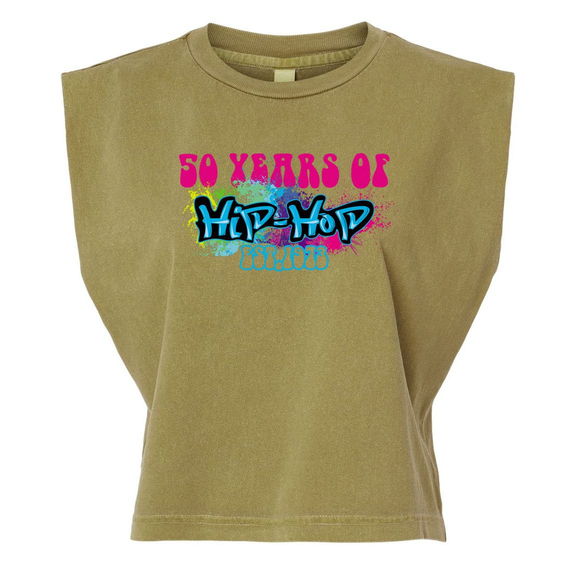 Hip Hop Music 50th Anniversary Rap Music Garment-Dyed Women's Muscle Tee