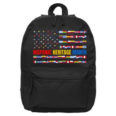 Hispanic Heritage Month USA American Flag National Latino 16 in Basic Backpack