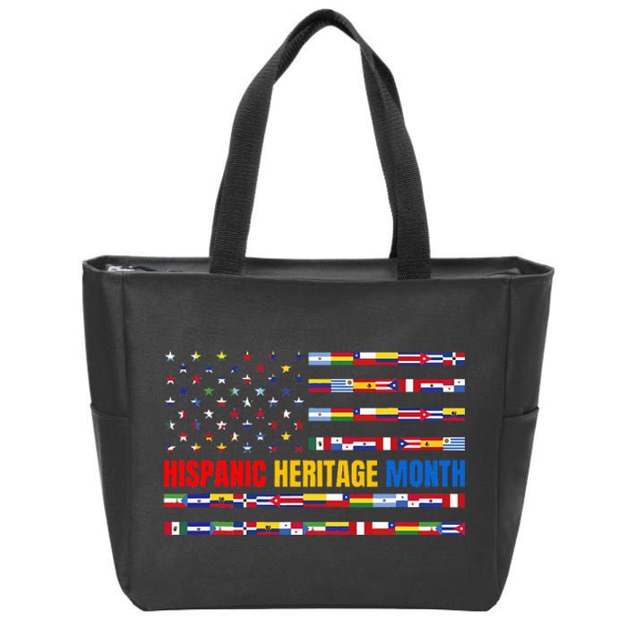 Hispanic Heritage Month USA American Flag National Latino Zip Tote Bag