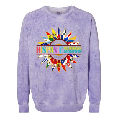 Hispanic Heritage Month Latino Countries Flags Sunflower Colorblast Crewneck Sweatshirt