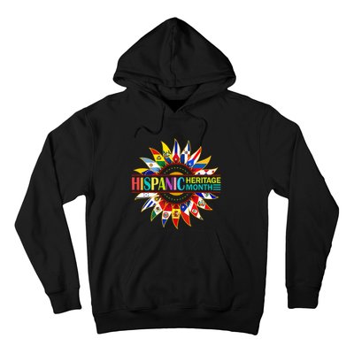 Hispanic Heritage Month Latino Countries Flags Sunflower Hoodie