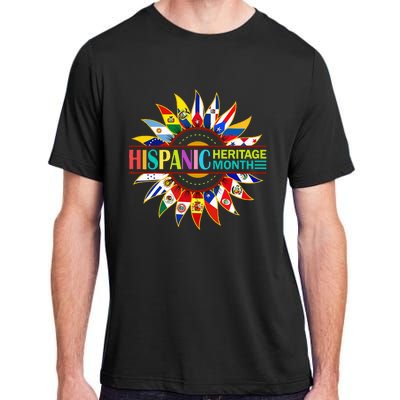 Hispanic Heritage Month Latino Countries Flags Sunflower Adult ChromaSoft Performance T-Shirt