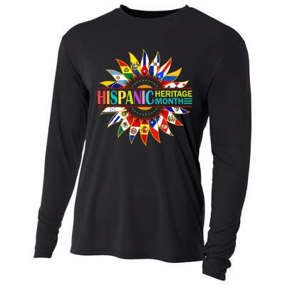 Hispanic Heritage Month Latino Countries Flags Sunflower Cooling Performance Long Sleeve Crew