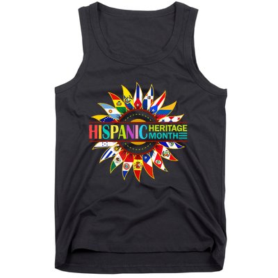 Hispanic Heritage Month Latino Countries Flags Sunflower Tank Top