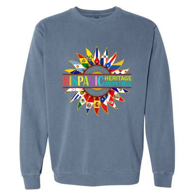 Hispanic Heritage Month Latino Countries Flags Sunflower Garment-Dyed Sweatshirt