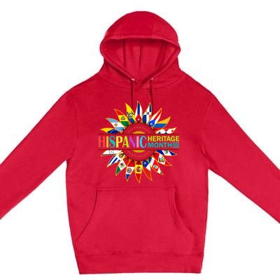 Hispanic Heritage Month Latino Countries Flags Sunflower Premium Pullover Hoodie