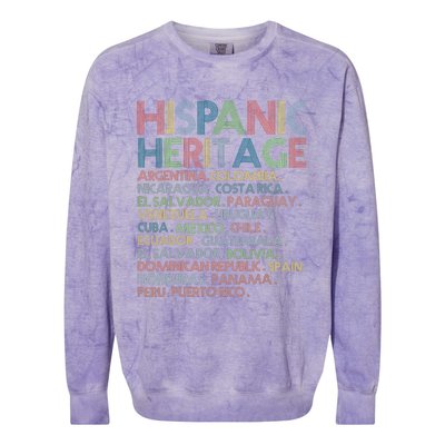 Hispanic Heritage Month 2023 Latino All Countries Names Colorblast Crewneck Sweatshirt