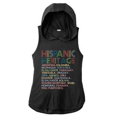 Hispanic Heritage Month 2023 Latino All Countries Names Ladies PosiCharge Tri-Blend Wicking Draft Hoodie Tank