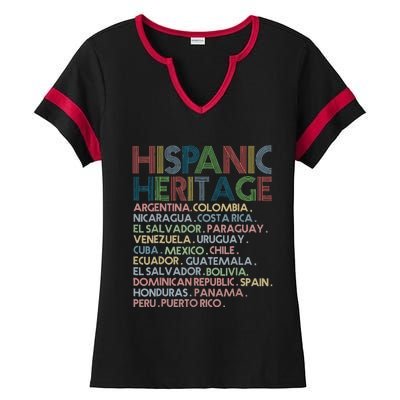 Hispanic Heritage Month 2023 Latino All Countries Names Ladies Halftime Notch Neck Tee