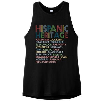 Hispanic Heritage Month 2023 Latino All Countries Names Ladies PosiCharge Tri-Blend Wicking Tank