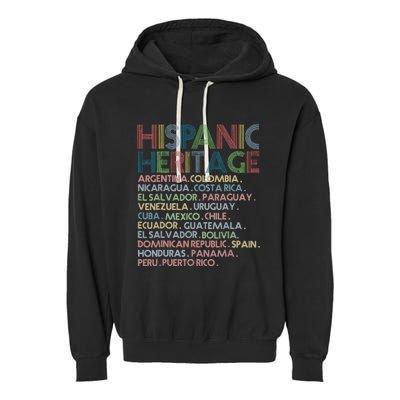 Hispanic Heritage Month 2023 Latino All Countries Names Garment-Dyed Fleece Hoodie